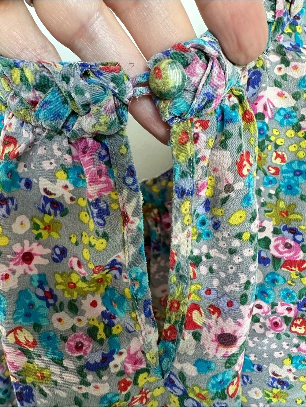 Rebecca Taylor ($250) 100% silk Ruffle Multicolour Floral Boho Tank Blouse Sz 4 - Picture 11 of 16